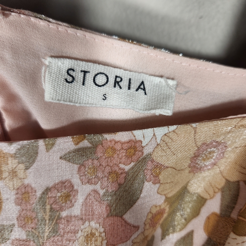 Storia Grace Floral Print Puff Sleeve Babydoll Mini Dress Size Small - Picture 8 of 11